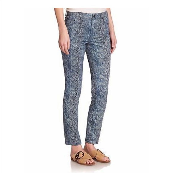 Tory Burch Women's Blue Boa-print Slim Jeans - Picture 3 of 6